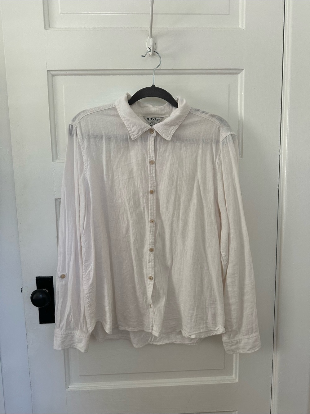 Orvis White Linen Button-Down Shirt